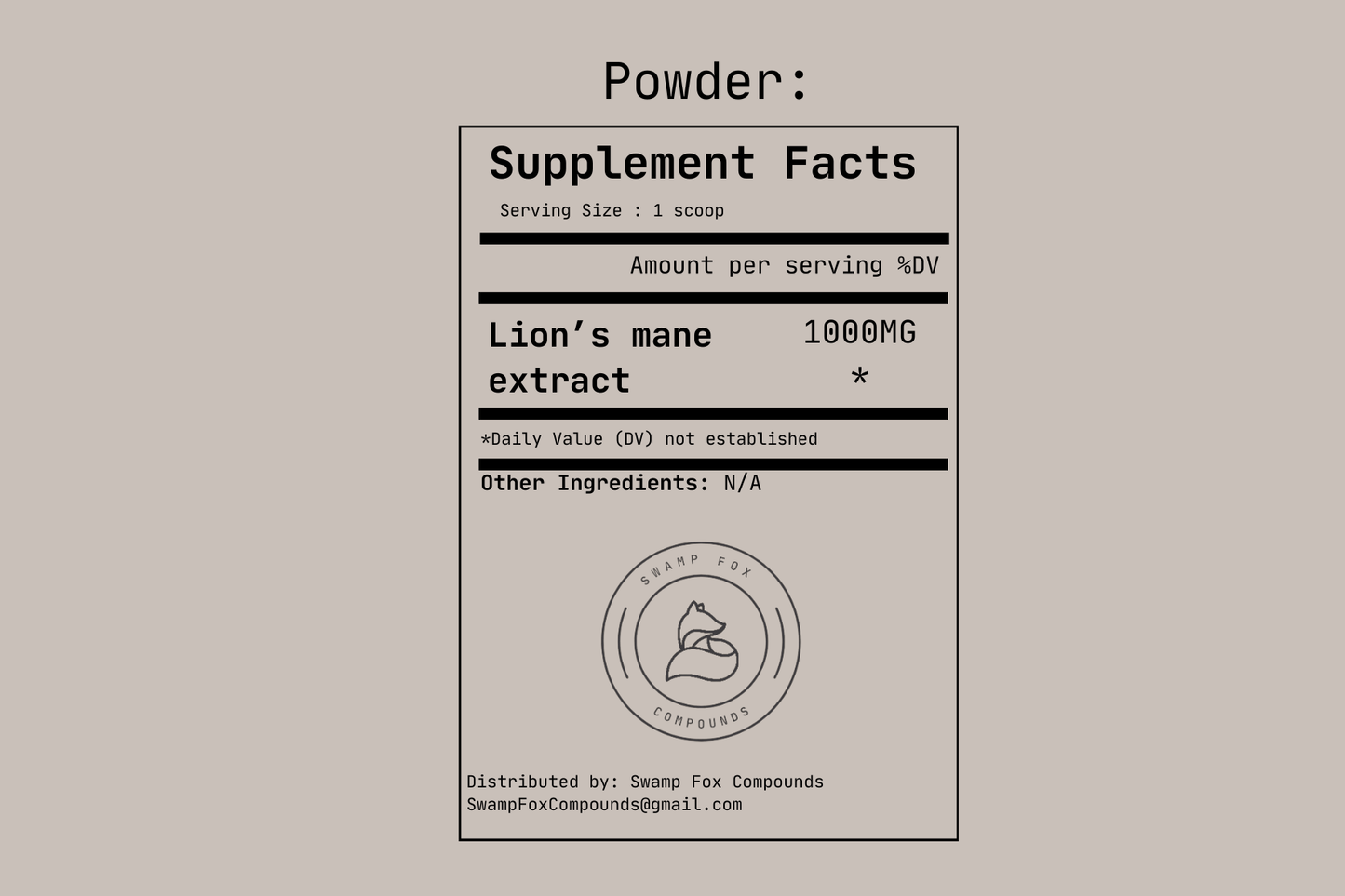 Lion's Mane Powder - Swamp Fox Compounds Lion's Mane Powder